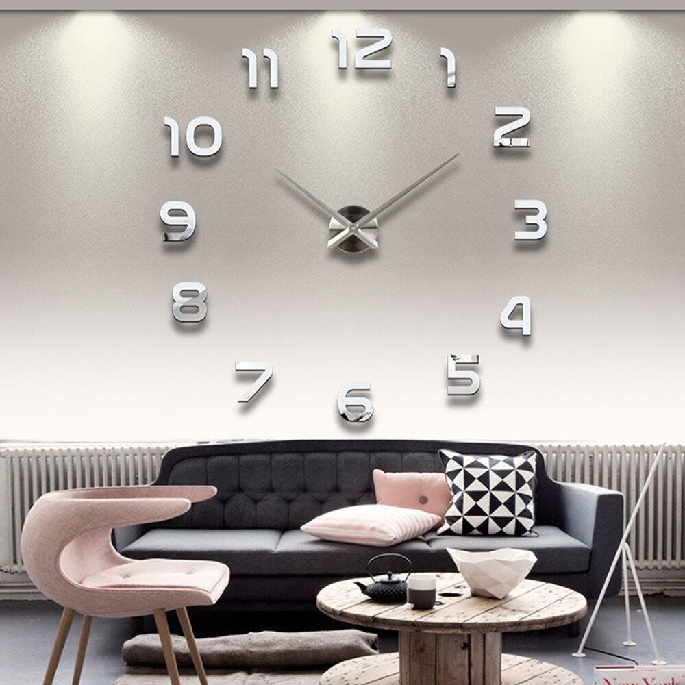 DIY 3d Big Size Wall Clock Brief Living Room Decor Modern Silent Meetting Room Wall Clock