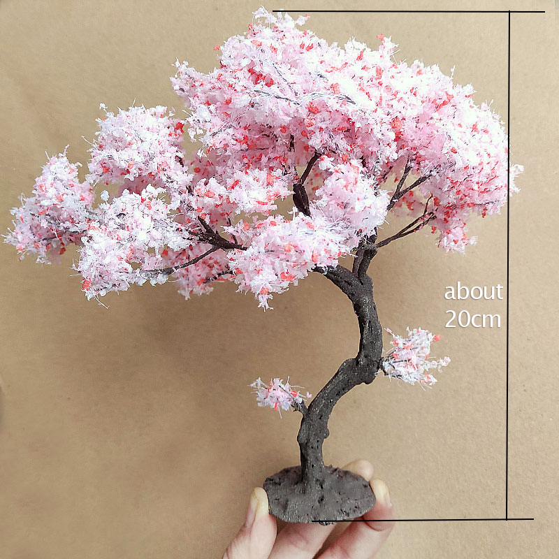 10-25cm simulation cherry blossom tree model flower tree Japanese doll house decor landscape animation garden scenery diorama: Gold