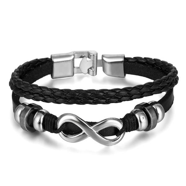 Ifmia justerbart flerlags læderarmbånd mænd håndlavet reb horn blad fjer sæt armbånd armbånd smykker: If11000088