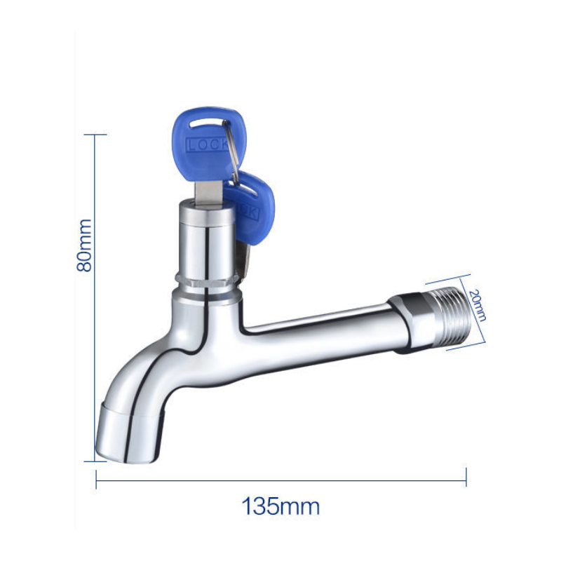 BaIDaiMoDeng Lavaggio Acqua di Rubinetto con Chiave di Blocco Rubinetto di Rame Singolo all'aperto anti-furto Rubinetto Della Cucina del Sensore del Rubinetto Esterno: ottone 135mm-A