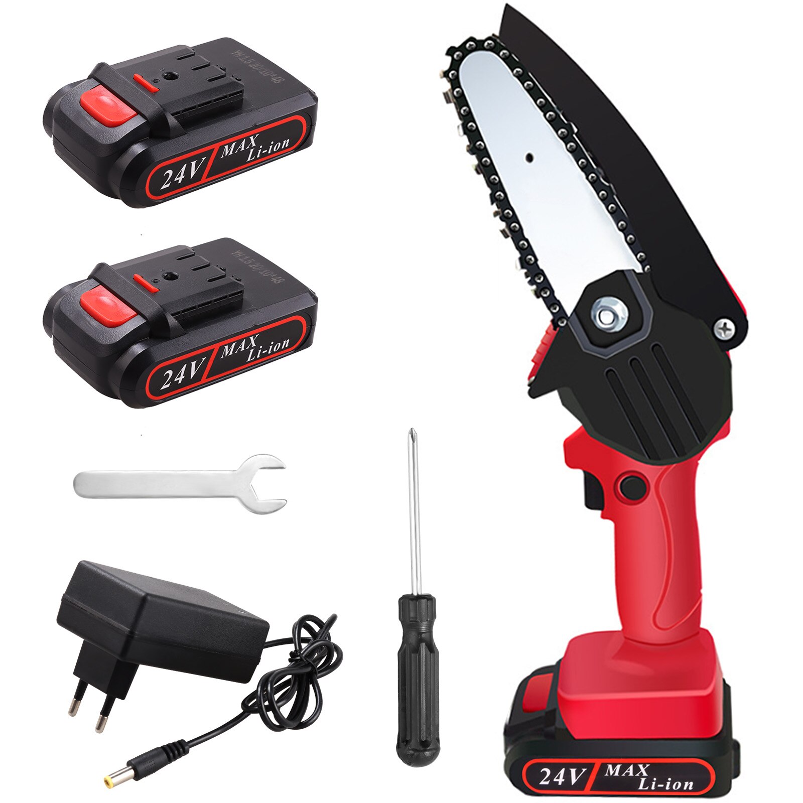 ANENG Mini Electric Chainsaw 4inch 21V Portable Handheld Cordless Pruning Shears Chainsaw for Tree Branch Wood Cutting Tools: A  EU Plug