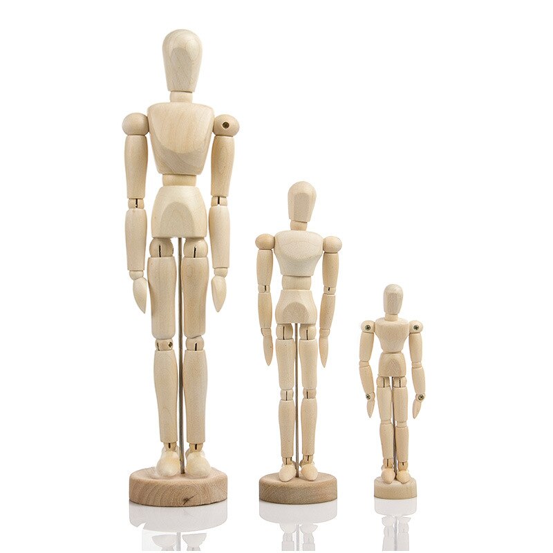 4.5/5.5/8/12/16 inch cartoon wooden puppet toy humanoid art sketch model painting art supplies 1 piece: 4 Inch