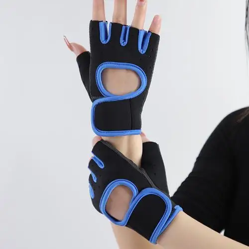 Männer Frauen Fitness Handschuhe Gewichtheben Fitnessstudio Radfahren Yoga Bodybuilding Ausbildung Dünne Sommer Atmungsaktive Nicht-Unterhose Halbe Finger Handschuhe: Blau / L