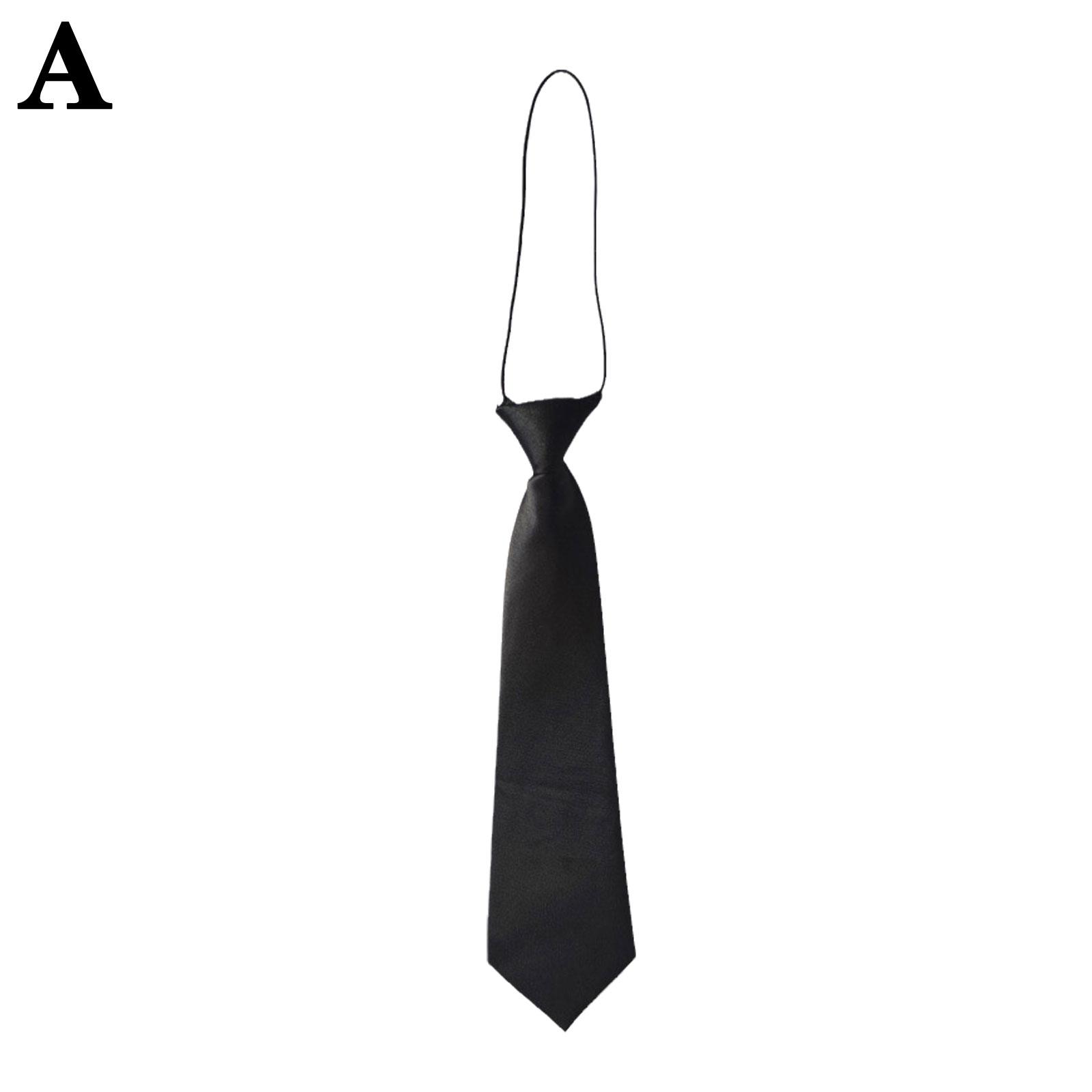 Corbata de cuello elástica de satén preatada para niños, corbata corta para niños, Linda decoración para traje de combinación para niños, corbata de uniforme, accesorios Casuales: Negro