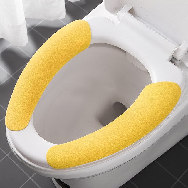 Comfortabele Borduren Badkamer Toilet Seat Cover Winter Wc Cover Huishoudelijke Closestool Mat Seat Case Deksel Deksel: Yellow