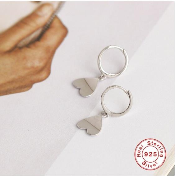 real 925 sterling silver Crystal Heart Hoop Earrings For Women Gold Fish butterfly Cartilage Earrings Charm Jewelry A30: 2