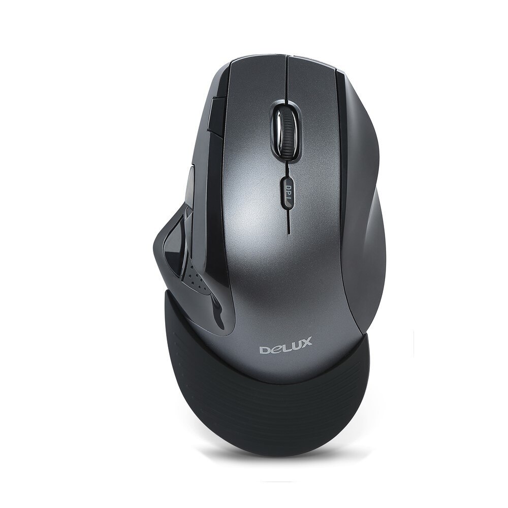 Delux M910 Wireless Vertical Mouse Ergonomic 2.4G 800/1200/1600/2400 DPI Adjustable 9 Buttons with Removable Palm Rest For PC