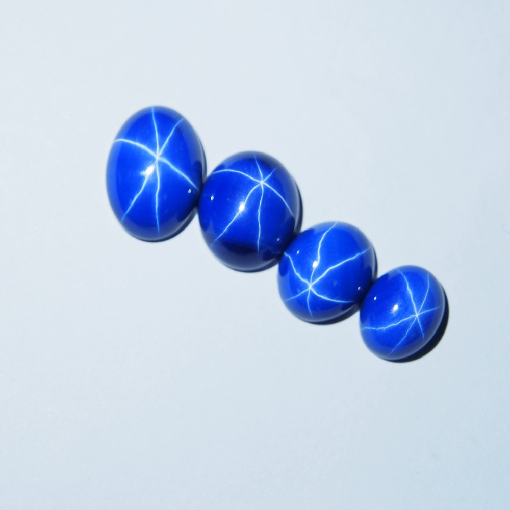 5 karaat blue star sapphire 9*11mm 3 Stuk/veel Ovale Plaksteen Cabochon blue Star Ruby sapphire voor ring maken