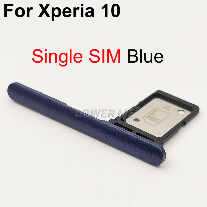 Dower Me Enkele Dual Sim Card Holder Reader Sim Tray Slot Met Cover Voor Sony Xperia 10 I3113 I3123 I4113: Blue Single SIM