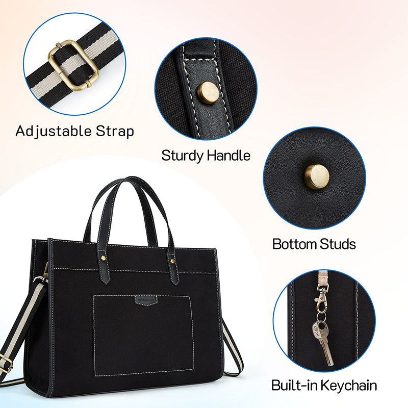 Missnine Tote Bag Canvas Laptoptas Reiskantoor College Handtas 15,6 inch Laptop Werkschoudertassen Casual aktetas