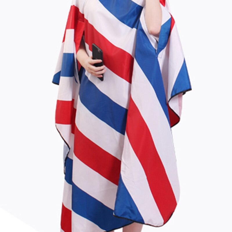 Hiden ærmer rød hvid blå stribe frisør cape salon luksus kunde kjole klud vandtæt forklæde gratis styling