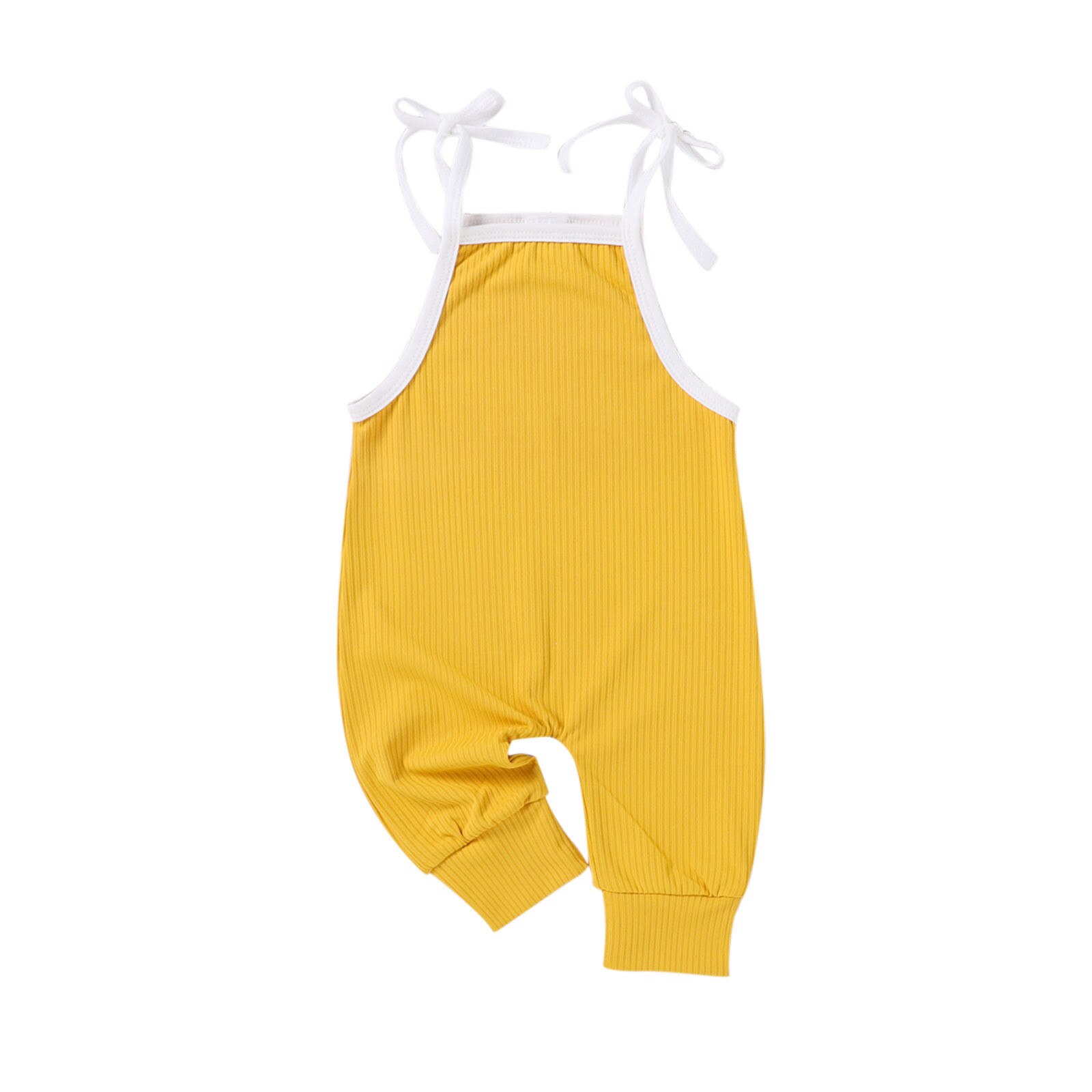 Baby Breien Rompertjes Geribbelde Kurkuma Overalls Pasgeboren Baby Meisjes Jongens Kleding Mouwloze Romper Jumpsuit Bandage Effen Kleding: 18m