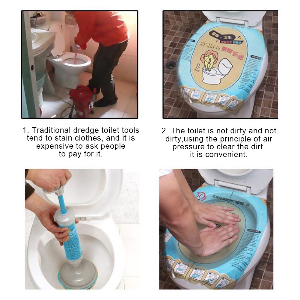 1/4Pcs Toilet Sticker Plunger PET Toilet Cleaning Tools Transparent Sticker Toilet Dredging Post Household Portable Accessories