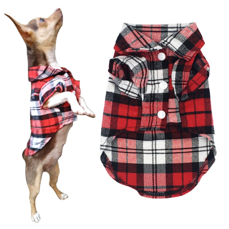 Huisdier puppy hondenvesten geruite strepen huisdier t-shirt katoenen katten raster kostuums hond herfstkleding jassen jassen