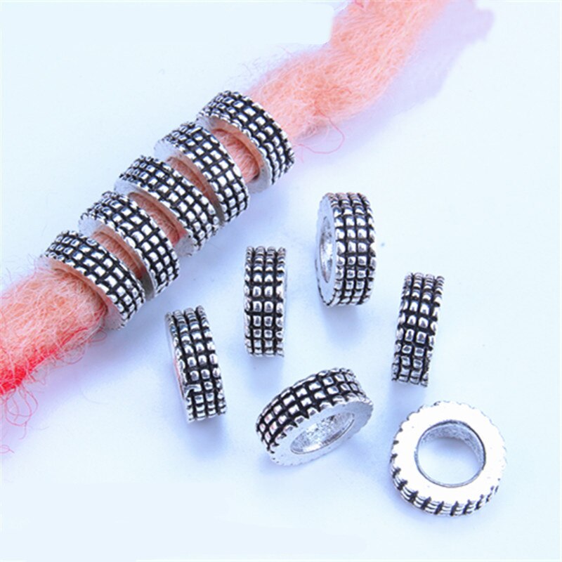 Anillos para el pelo de Metal plateado, trenzas para el cabello, rastas, cuentas, abalorios, rastas, accesorios para el cabello DIY, 5 unids/bolsa: 5pcs  NO.8