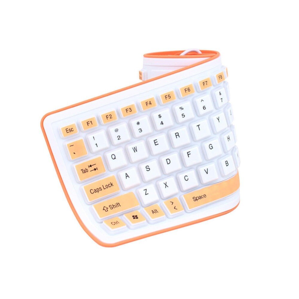 Teclado portátil de silicona plegable y silencioso, teclado enrollable con cable USB, Flexible, suave e impermeable, Gel de sílice, para PC y portátil