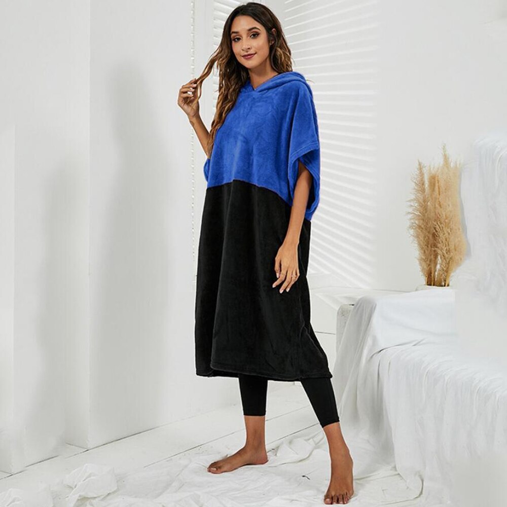 Toalla de playa con capucha gruesa Extra grande para mujer, Poncho de Surf con contraste de Color, secado rápido, toalla de microfibra, FGRTSD1