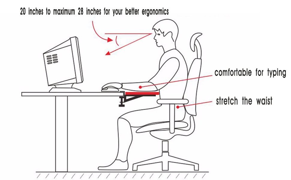 Adjustable Keyboard Tray Table Mount Under Desk Platform Tray Ergonomic Keyboard Wrist Rest Desk Extra Large Size Easy Clamp