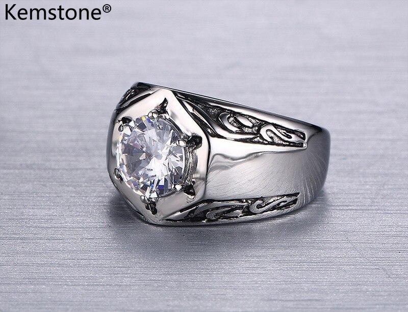 Bague vintage kemstone en acier inoxydable – Grandado