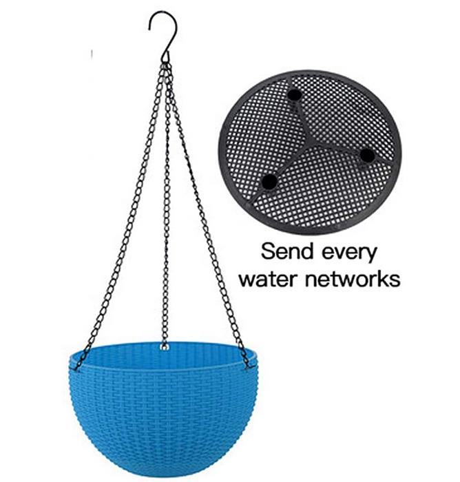 Wiszące kosze domowe ganki balkon wisząca donica dekoracyjne kosze doniczki doniczkowe łańcuch z tworzywa sztucznego wisząca donica s koszyk: Niebieski