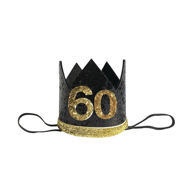 1 Uds 30 40 50 60 año diadema de corona de cumpleaños de las mujeres sombrero de adulto 30th 40th 50th Aniversario de accesorios de pelo suministro: 60