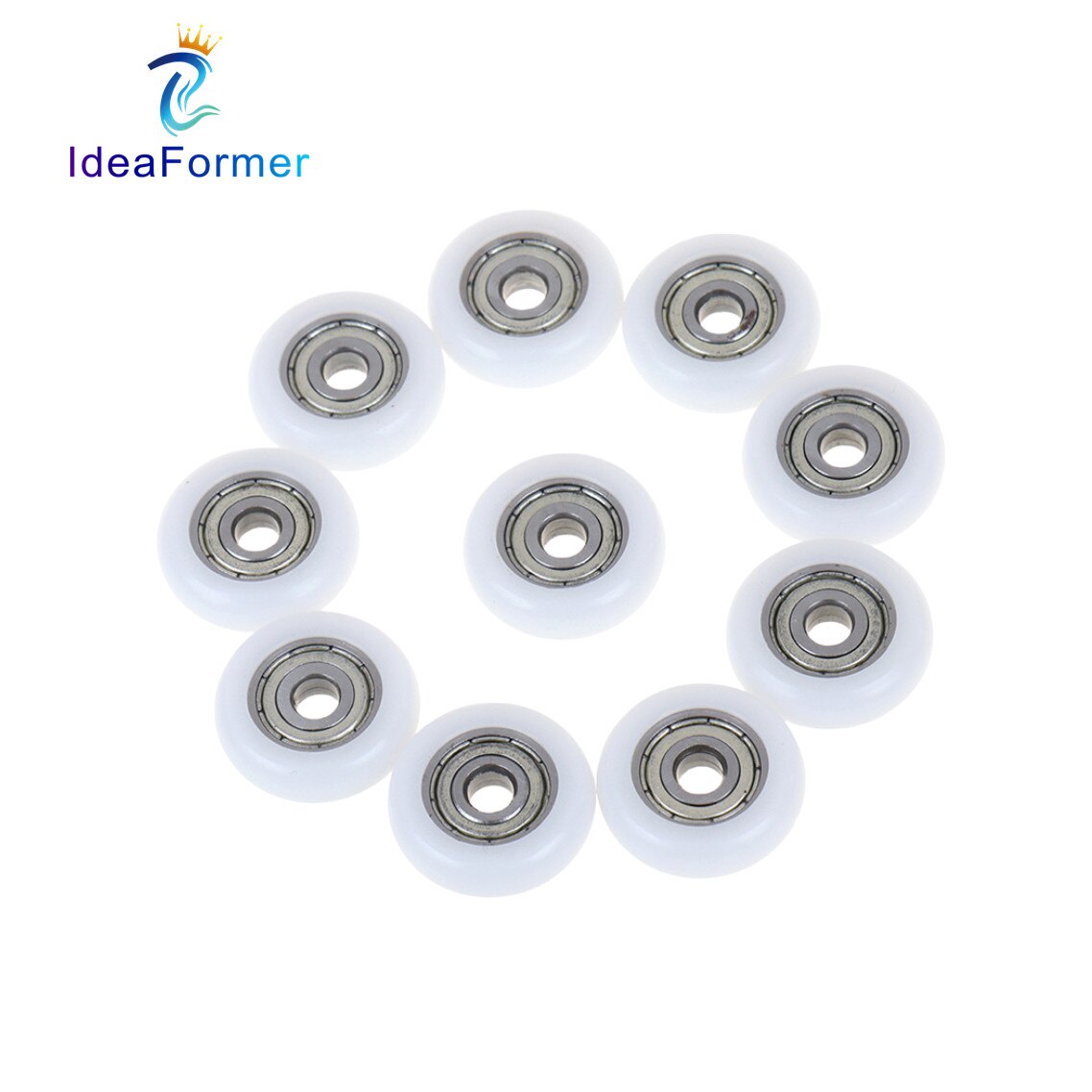 10Pcs 3D Printer 625ZZ POM Bearings Round Roller Wheel With Kossel Nylon Plastic Wheel 5x21.5x6mm Embedded Groove Ball Bearings.