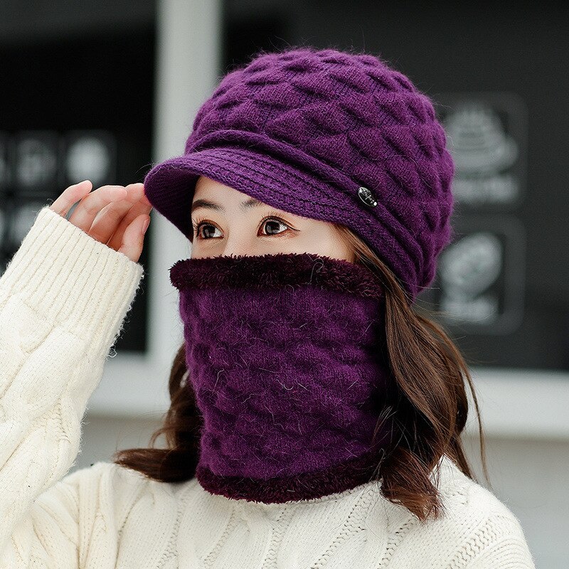 Ensemble bonnet et écharpe en laine pour femmes | Ensemble chapeau et écharpe d'hiver pour femmes, ensemble épais et en laine pour femmes, anneaux et écharpes chapeaux pour filles, bonnet unisexe
