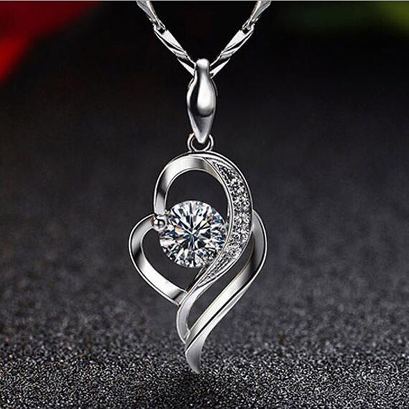 KOFSAC 925 Sterling Silber Kette Halsband Halskette Luxus Kristall CZ Liebe Herz Anhänger Halsketten Für Frauen Partei Schmuck