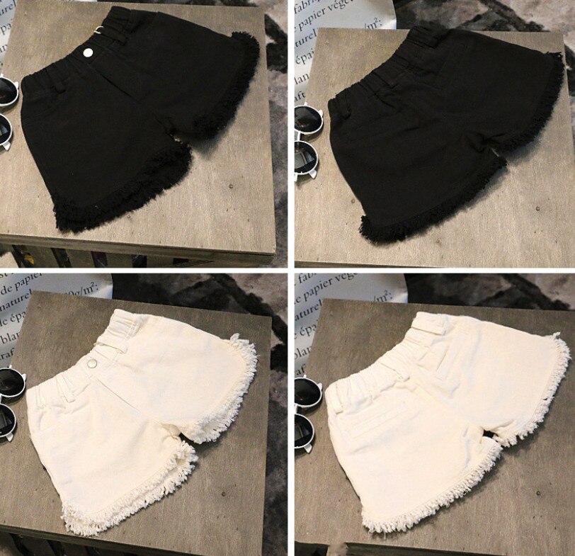Nouveaux vêtements d'été pour les filles gland bébé fille Denim Shorts enfants jean pantalons enfants blanc noir