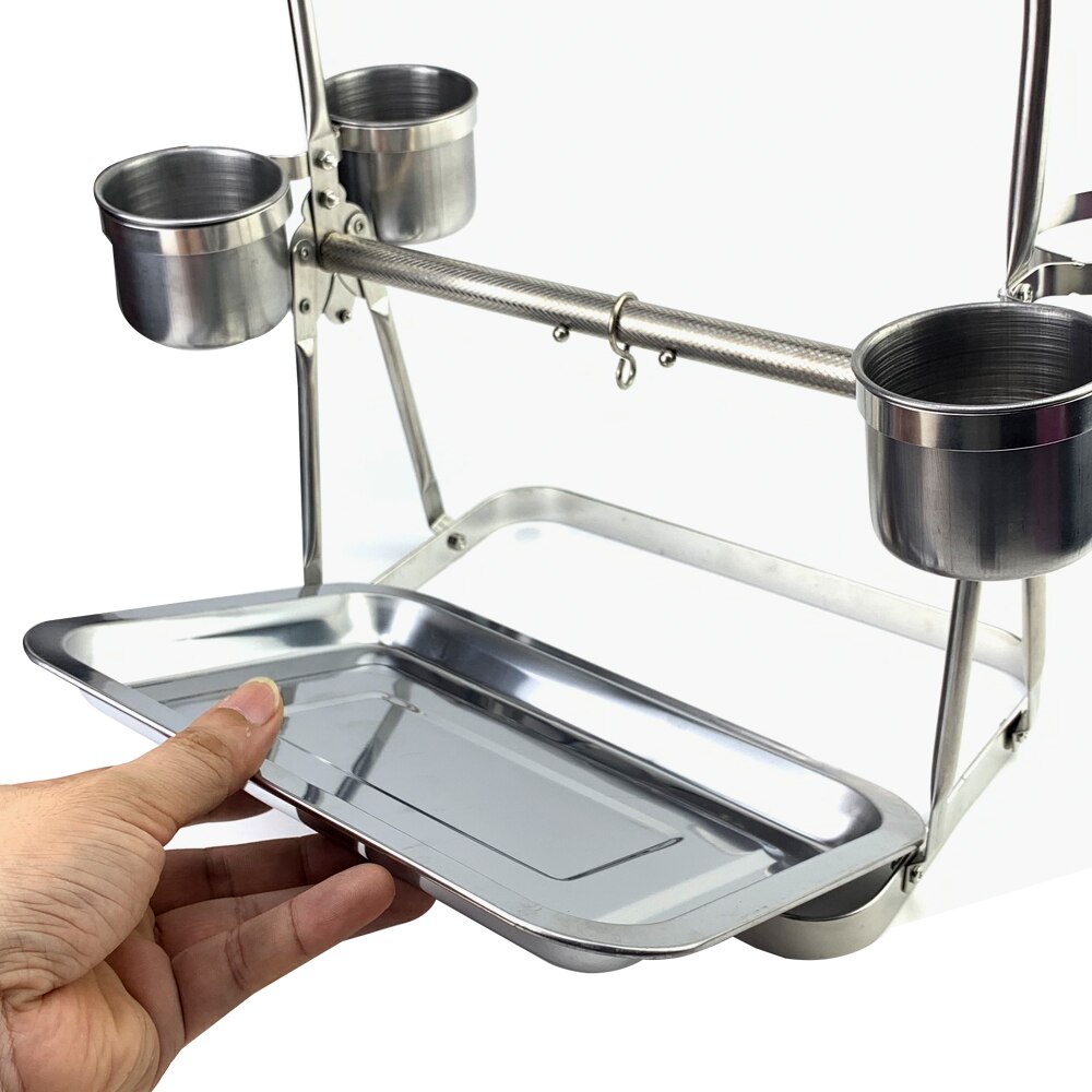 Stainless Steel Parrot Stand Bird Cage Rack With Bell Bird Accessories Parakeet Stand Parrot Cage Nest Budgie Bird Cage Supplies