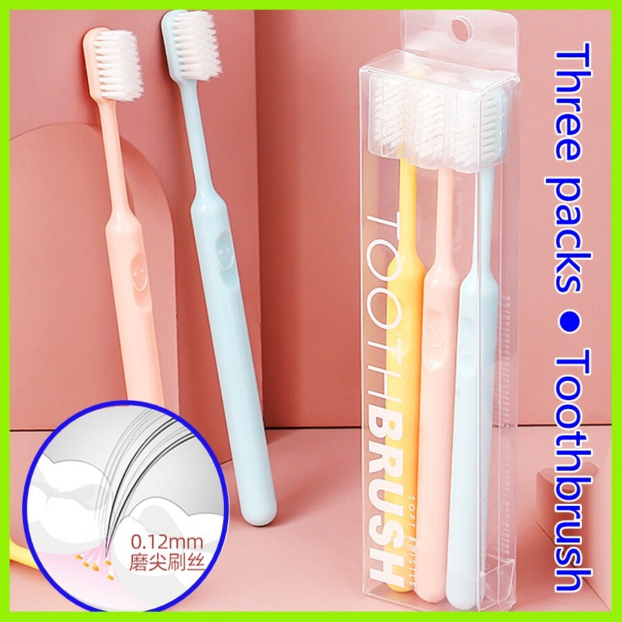 Nano brosse à dents à poils souples, salle de bain, antibactérien, super fin, hygiène buccale, manuel, 0.12mm, 3 pièces