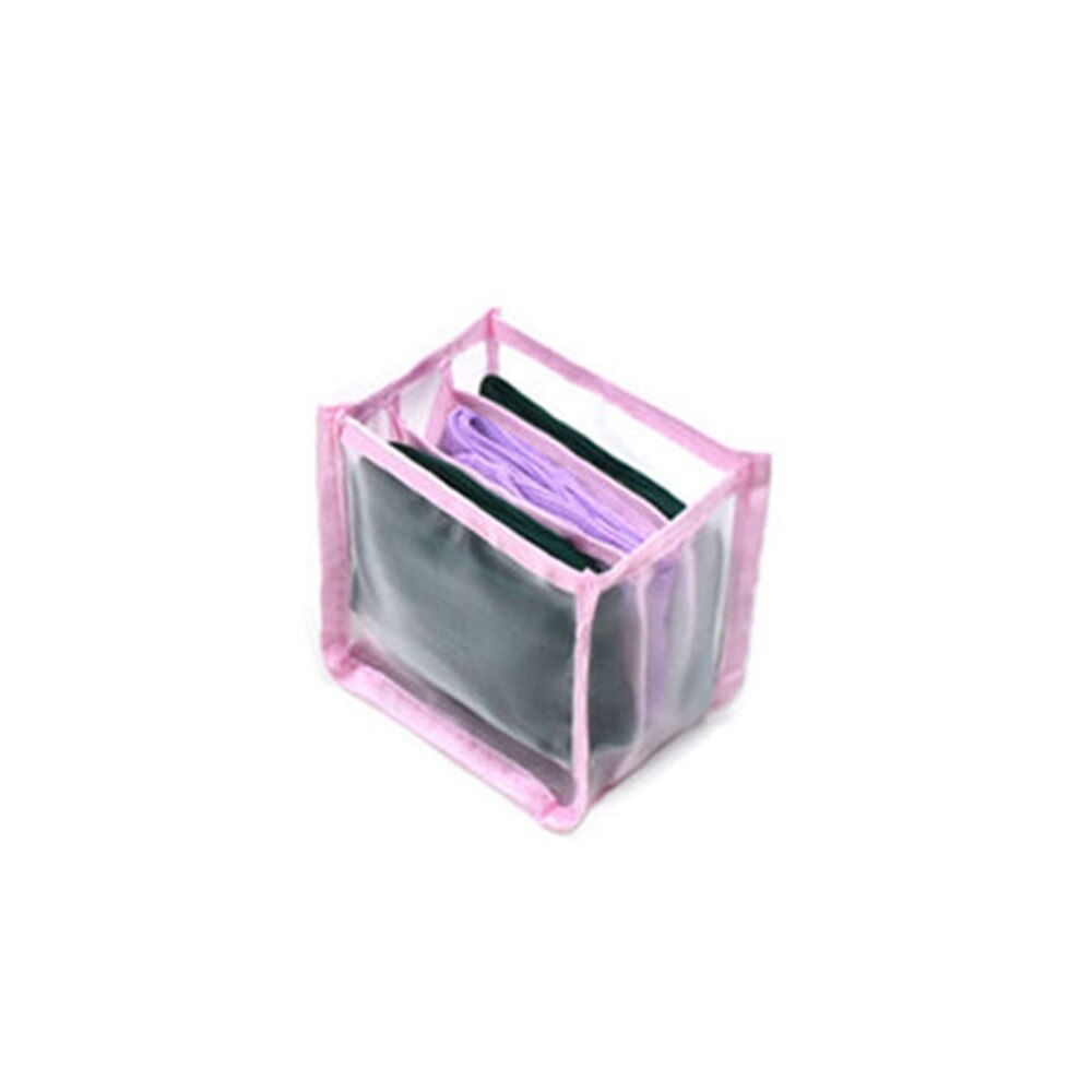 Boîte de rangement pliable en tissu pour chaussettes, Type tiroir, panier de rangement pour sous-vêtements, peut être lavé sans couvercle: Pink 3Grids