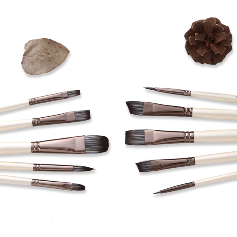 Paint Brushes Set For Art Acrylic Gouache Oil Watercolor Artist Canvas Synthetic Nylon Tips 10 Pack Art Supplies