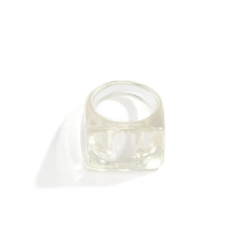 Anillo de plástico geométrico cuadrado grande y atrevido para mujer, anillos de dedo Knukle para mujer, anillo grueso de acrílico de colores sólidos simples, de joyería para niñas