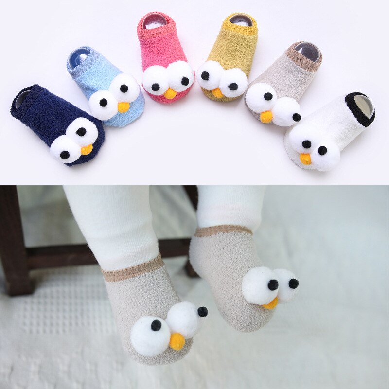 Neugeborenen Baumwolle Infant Anti-slip Socken Baby Boden Socken Jungen Mädchen Niedlichen Cartoon Großen Augen Muster Baby Kleinkind Socken warme Socken
