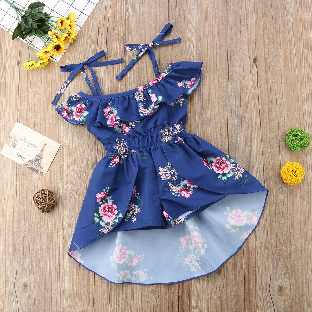 Bambino/Capretto/Bambino Delle Ragazze Floreale Tute e Salopette con il Vestito di Estate di Stile di Vacanza