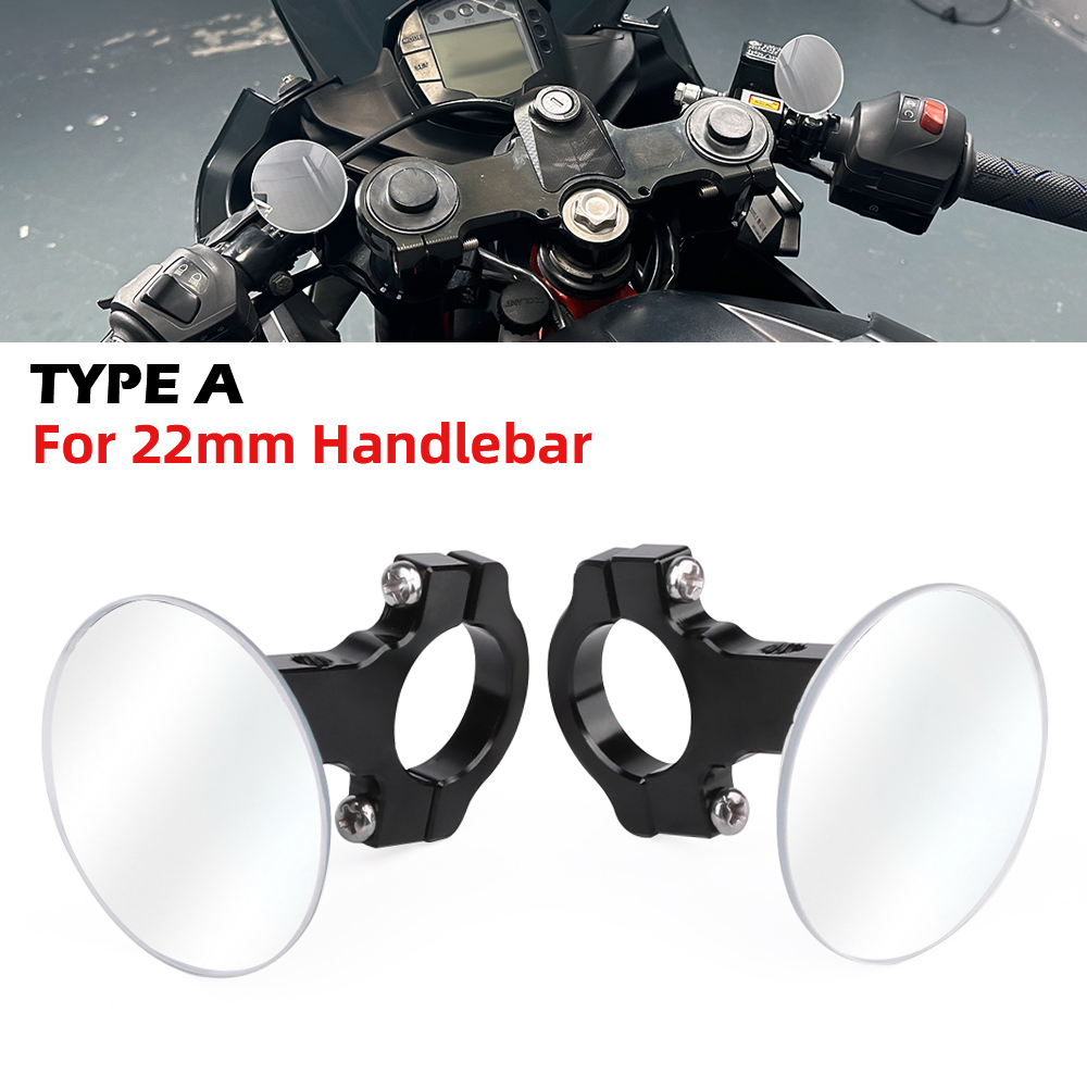Universeller Rückspiegel, breite Sicht, konvex, Motorrad-Lenkerhalterung, hinterer Seitenspiegel, toter Winkel, randlos, 360-Grad-Drehung: MULTI