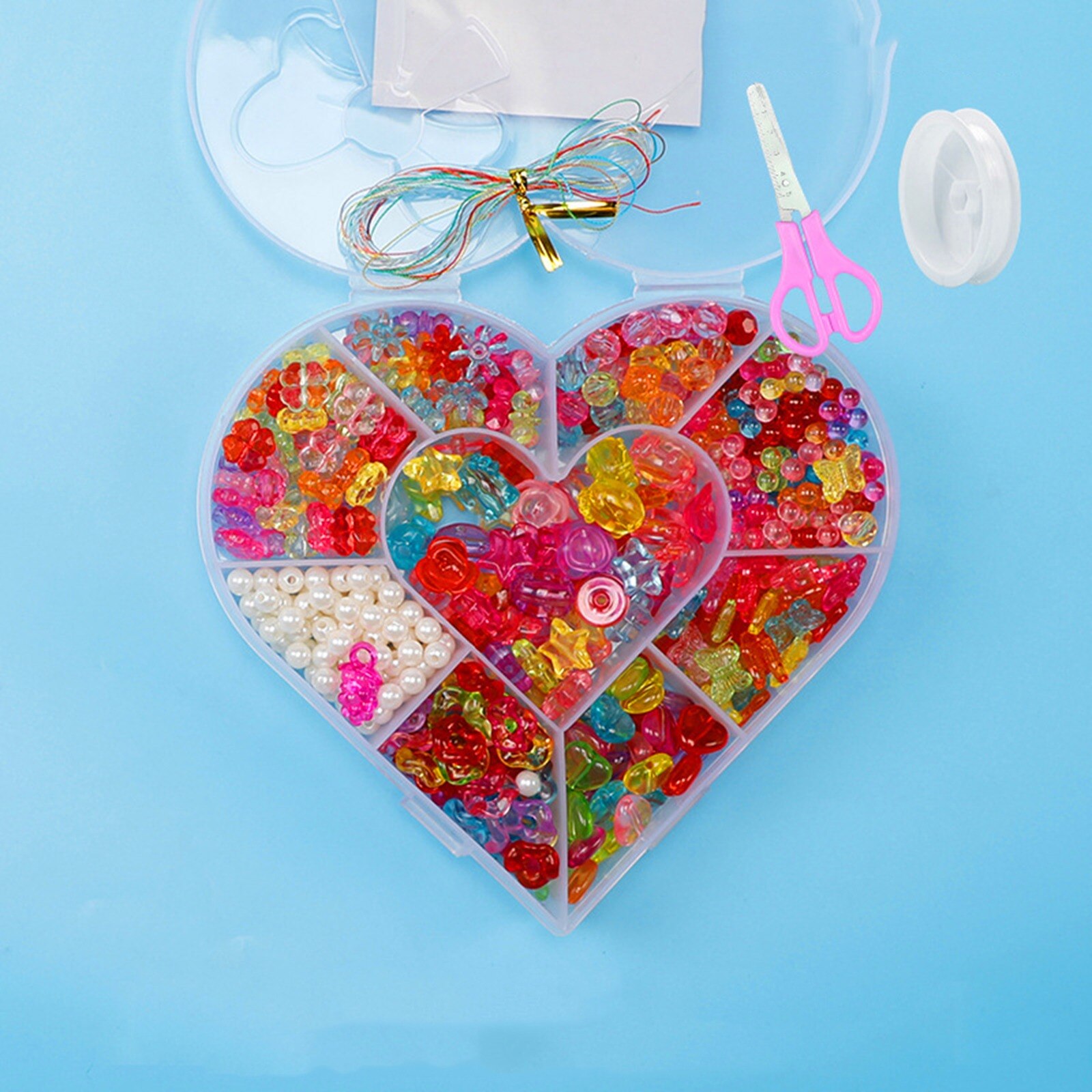 1 Set Acrylic DIY Handmade Beaded Kits For Girls Bracelet Necklace DIY Jewelry Making Craft Cute Heart Materials Accessories: 19