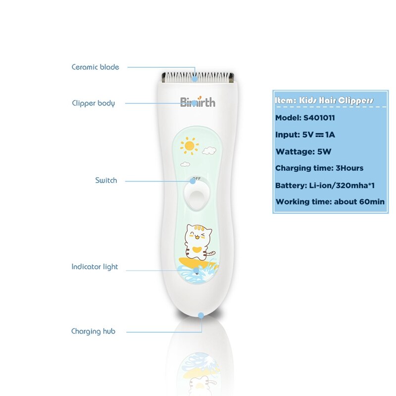 Bimirth Baby Elektrische Tondeuse Usb Oplaadbare Krachtige Waterdichte Haartrimmers Clipper Voor Baby Low Noise Haar Snijder