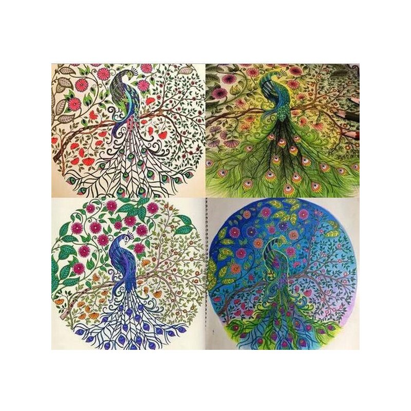 Libro de colorear en inglés de 24 páginas para niños y adultos, pintura de jardín misterioso para aliviar el estrés