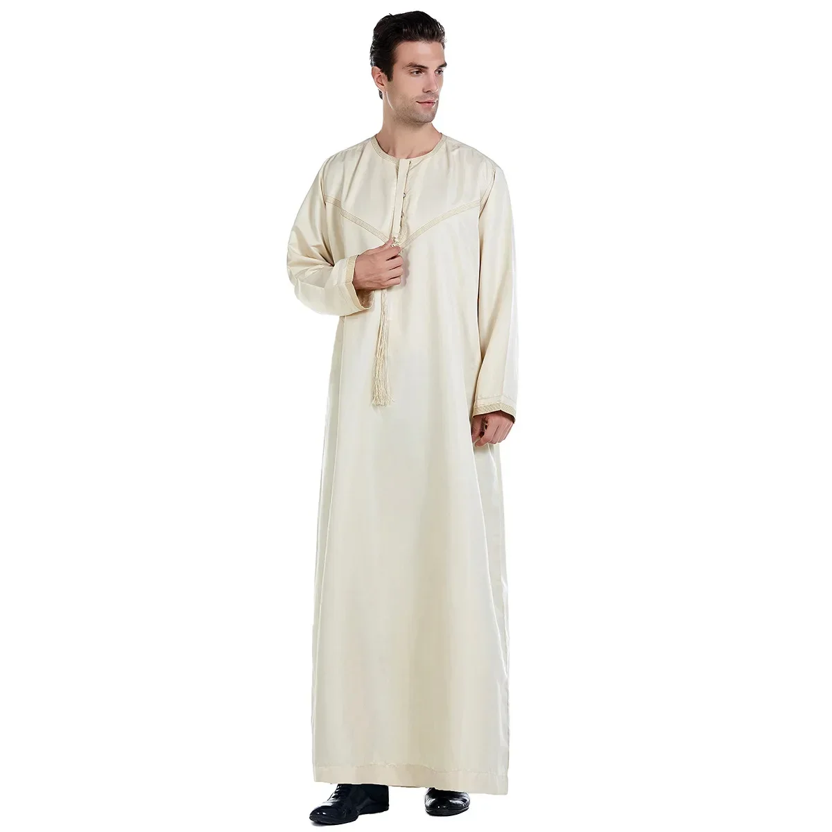 Ramadan Muslimische Männer Kleidung Jubba Thobe Langes Kleid Pakistan Dubai Arabisch Djellaba Kaftan Abaya Islamische Gebet Kleid Gottesdienst: XL / Gelb
