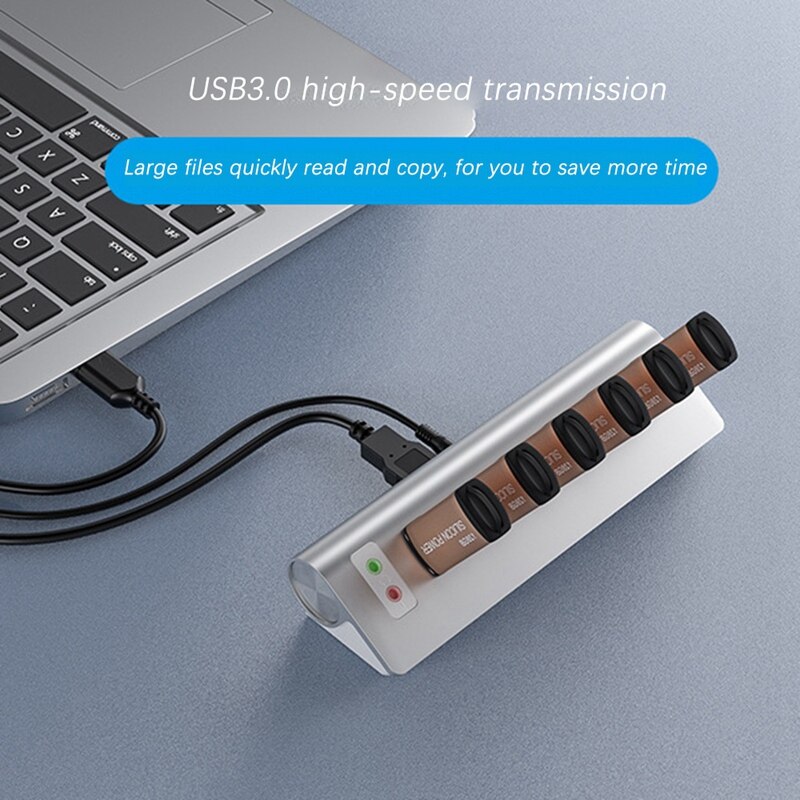 USB3.0 Docking Station Multi-Function Interface USB3.0+Audio Interface+TF/SD Dual Card Slot 7 Port Hub