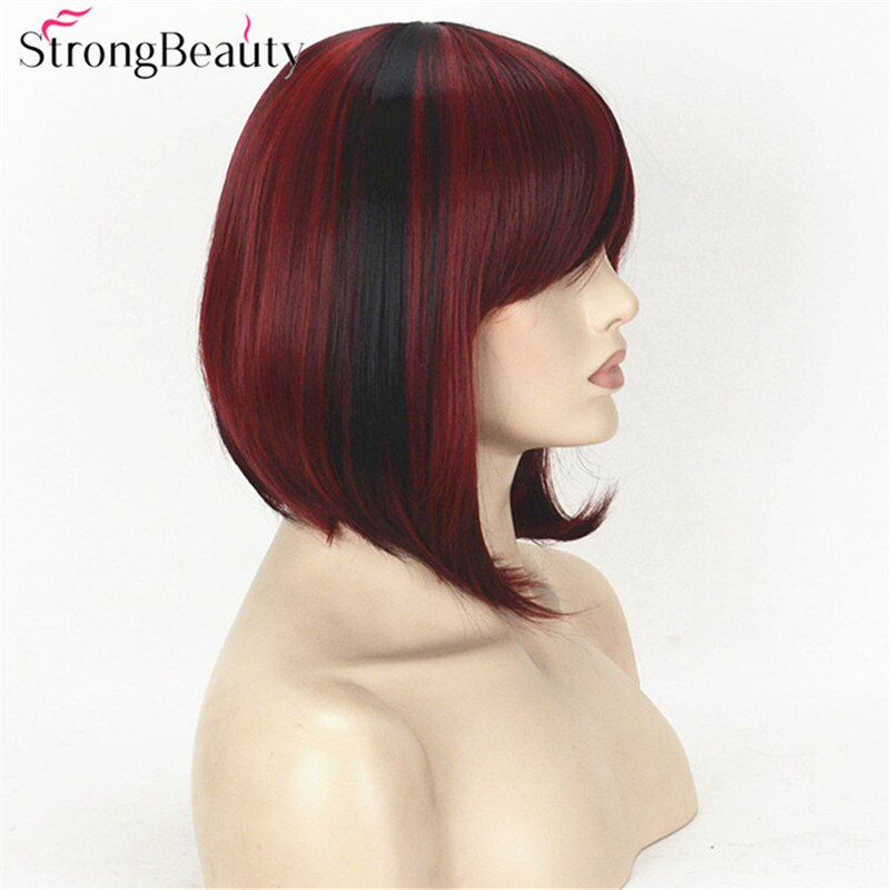 Strong Beauty Short Bob Style Synthetic Wigs Women's Red And Black Wig