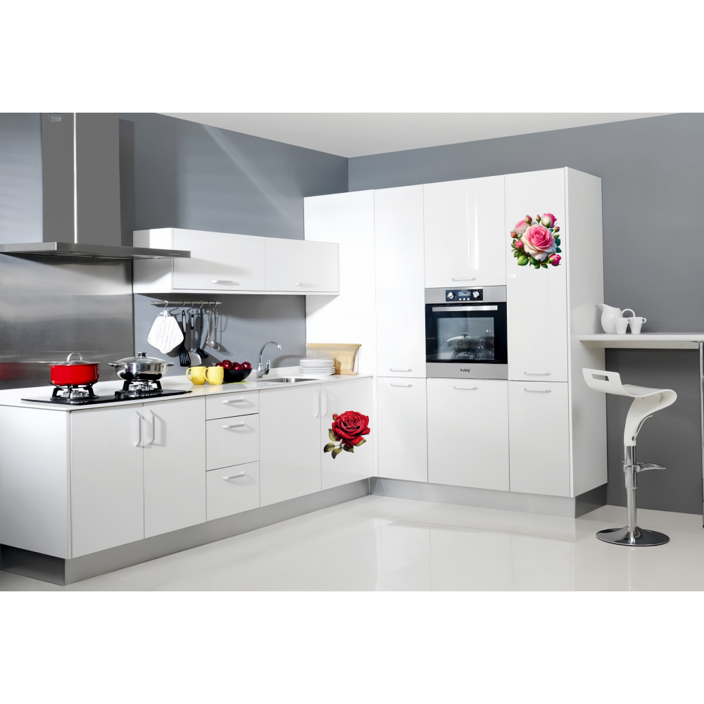 Romantic Rose Wall Sticker Bathroom Toilet Decor Living Room Cabinet Refrigerator Home Decoration Decals Stickers S424