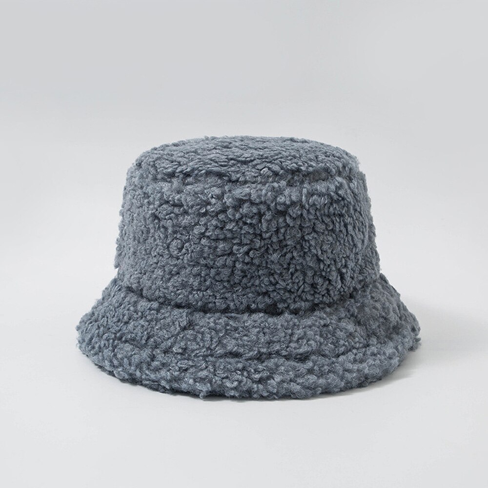 Bamse lam faux pels spand hat fortykket varm vinter hatte til kvinder fløjl cap dame bob panama udendørs plys fisker hat: 7