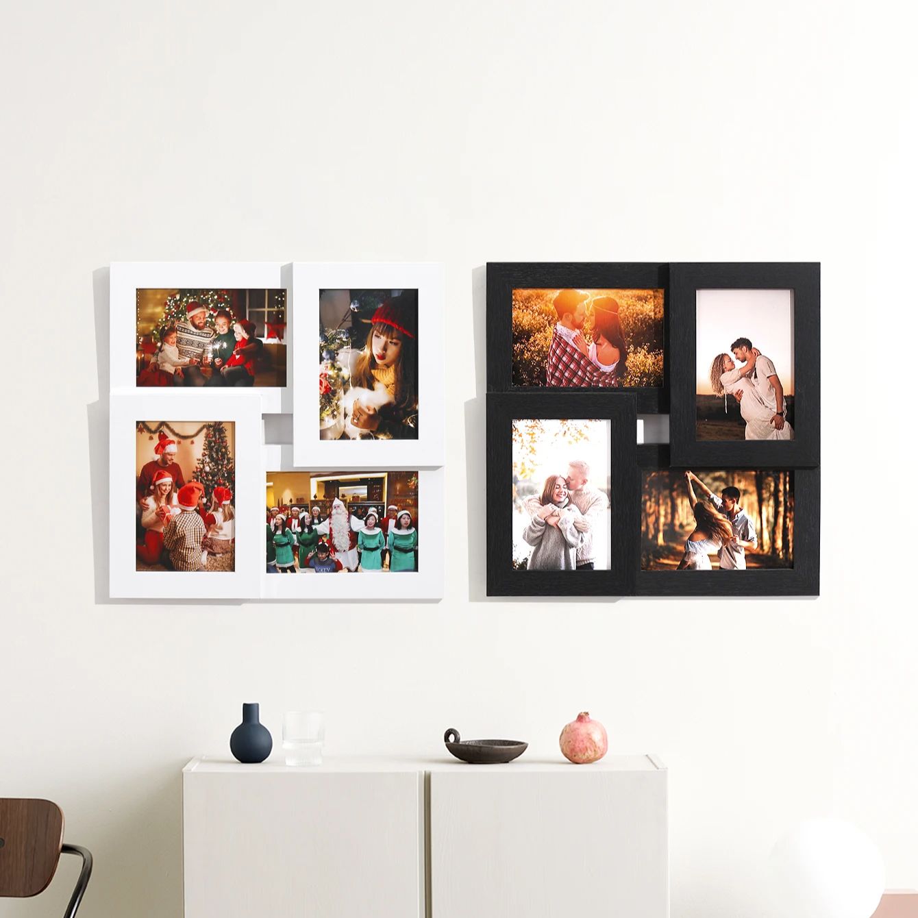 Marcos de fotos de 4x6 para decoración de pared, conjunto de 4 marcos de fotos familiares, Collage de decoración de pared para Familia, Parejas, amigos