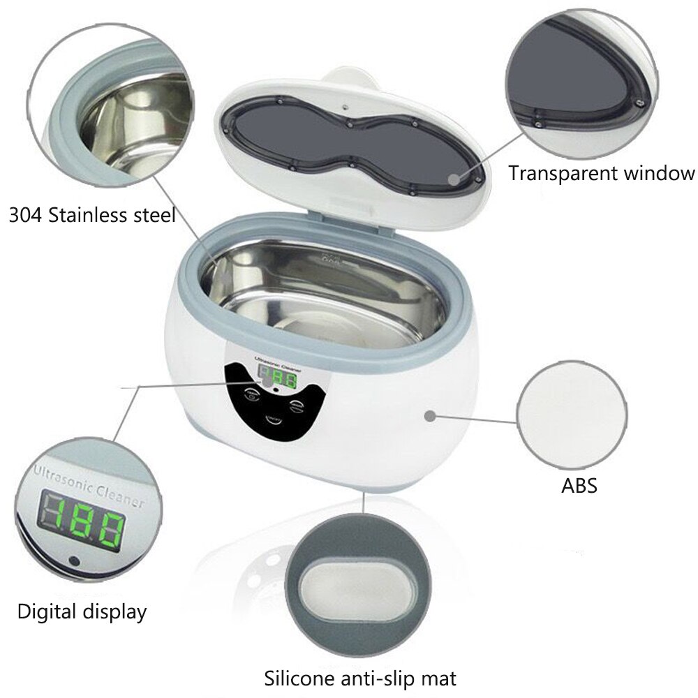 Ultrasonic Jewelry Cleaner Portable Ultrasonic Cleaning Machine with Digital Timer for Jewelry, Sunglasses, Watches, Dentures et