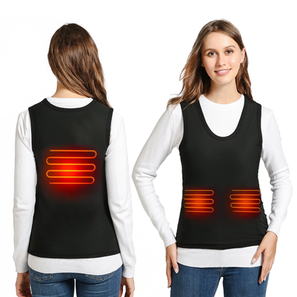 Chaleco eléctrico inteligente con USB para invierno, dispositivo con calefacción, 3 niveles de temperatura ajustables, para el Abdomen y la espalda, para senderismo y ciclismo al aire libre