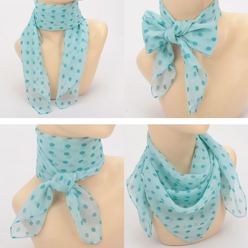 Foulard en mousseline de soie 65x65cm, carré, à pois, à la , pour femmes, châles, cravates, bandes, châles