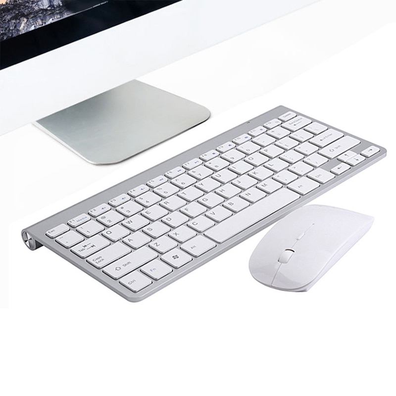 2.4Ghz Ultradunne Draadloze Toetsenbord En Muis Combo Met Usb Ontvanger Muis Toetsenbord Set Voor Apple Pc (zilver)